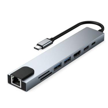 Imagem de Adaptador Tipo C + Hub USB 3.0 4K 8 em 1 - LOTUS