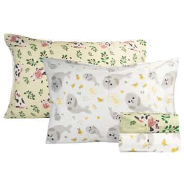 Imagem de Salt Earth Jogo de lençol infantil 100% algodão, 210 fios, cama de solteiro, conjunto de 4 peças – 2 lençóis com elástico e 2 fronhas, lençóis temáticos para crianças, roupa de cama infantil fofa