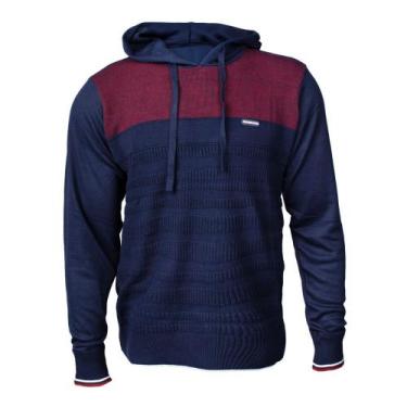 Imagem de Suéter Masculino Gangster Capuz Tricot Texturizado Marinho, Marinho, G