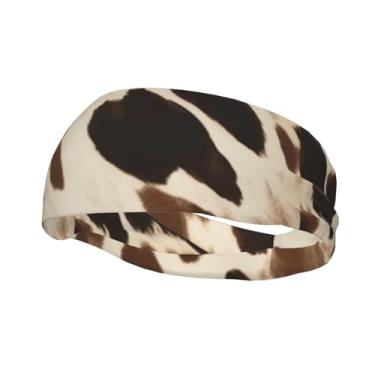 Imagem de Bandanas de corrida para homens e mulheres com estampa de vaca faixas de suor esportivas que absorvem a umidade, lenço de cabeça atlético, faixa de cabelo elástica para tênis, basquete, corrida
