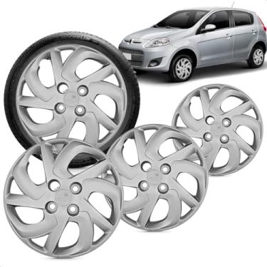 Imagem de Kit 4 Calotas Palio Fire 15 A 16 Aro 14 Prata Cubo Baixo Grid