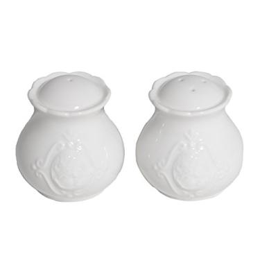 Imagem de Conjunto Saleiro E Pimenteiro De Porcelana Super White Queen 6x6cm Lyor Branco Único
