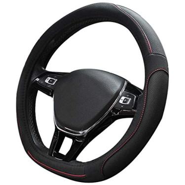 Imagem de Capa de volante de couro PU tipo D universal de 38 cm da Coofig, tipo D, respirável, antiderrapante, sem odor, quente no inverno e fresco no verãocoofig preto xfxptd