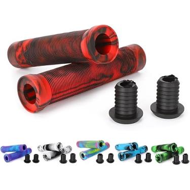 Imagem de Punhos de scooter - Punhos de guidão MTB e BMX de cores mistas | Pegas macias de 145 mm para scooter profissional, mountain bike (vermelho/preto)
