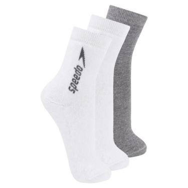 Imagem de Kit com 3 Pares de Meias Esportiva Cano Médio Speedo 8032 Colorido, Br