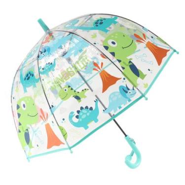 Imagem de Guarda-chuva ThreeH Children's Dinossauros Transparente Domo Azul