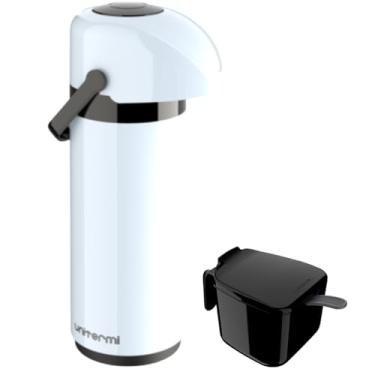 Imagem de Kit Garrafa Térmica 1 Litro Sistema Pressão Verona + Açucareiro 350 ML Garrafa Alça Ampola de Vidro (BRANCA)