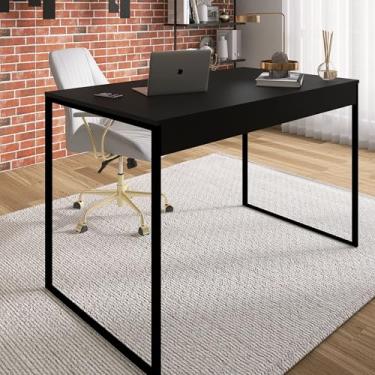 Imagem de Mesa de Escritório Minimalista, Estrutura Metálica Preta, 90x60x75 cm, Disponível em Branco, Preto e Mel (Preto)