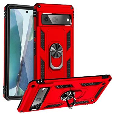 Imagem de Korecase Capas de telefone para Google 7: Capa protetora para Pixel 7 com suporte, capa resistente à prova de choque, capas de camada dupla de grau militar para Google Pixel-7 16.0 cm vermelho