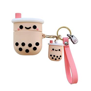 Imagem de Yatchen Capa para AirPod 4, linda capa protetora de silicone macio Kawaii, desenho 3D, Boba Milk Tea, AirPods 4, 4ª geração, com chaveiro, à prova de choque, capa de carregamento compatível com