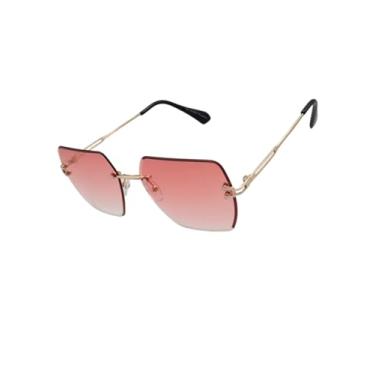 Imagem de Óculos de Sol Quadrado Grande Premium Blogueira UV400 Unisex Feminino Masculino - Modelo Capri - Cacife Brand (Rosa Degradê)
