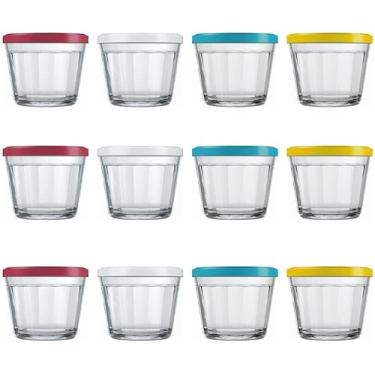 Imagem de Kit com 6 Tigelas Americano Com Tampa 150ml - Qualidade Vidro Temperado Alta Durabilidade Resistente - Versátil Prático Confiável Reforçado Robusto Funcional Forno Freezer Micro-ondas Vidro Grosso