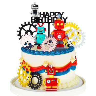 Imagem de Cake Toppers Jetec Robot 11 peças para festa de aniversário de meninos