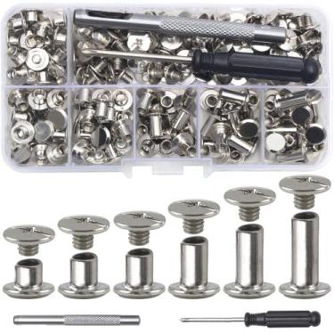 Imagem de Conjuntos Chicago Screws YORANYO 110 para couro artesanal prateado