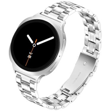 Imagem de G-ficu Pulseira de metal fina para Samsung Galaxy Watch 8 de 40 mm e 44 mm/Galaxy Watch 8 Classic de 46 mm e masculina, pulseira de substituição fina de aço inoxidável para Samsung Watch 8 - prata