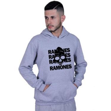 Imagem de Moletom Unissex Canguru Ramones Caveira World Rock - Lafre, Cinza, M