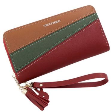 Imagem de Carteira feminina estilosa porta cartão com zíper e alça - SWG, Vermel