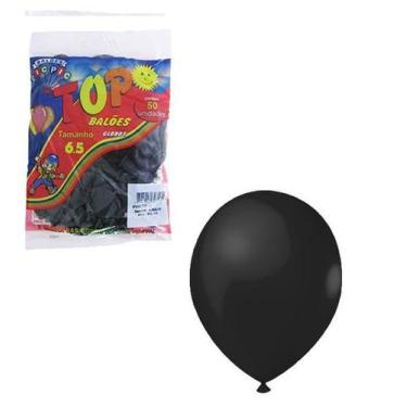 Imagem de Balão Pera Bexiga Vermelho Liso 6.5" - 50 unidades - PIC PIC, Preto