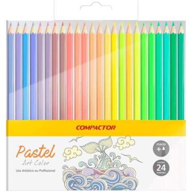 Imagem de Lápis de cor Compactor art color pastel com 24 cores