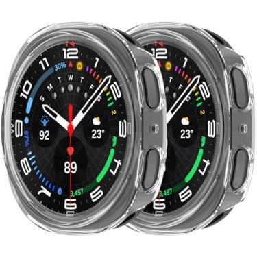 Imagem de Compatível com Samsung Galaxy Watch 8 44 mm 40 mm capa de PC rígida resistente a impactos à prova de choque proteção de borda total capa de para-choque (2 transparente, 44 mm)