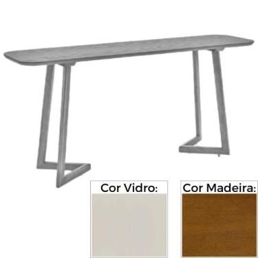 Imagem de Aparador MH-5345 Herval 160 cm Madeira Amêndoa Vidro Off White Base Am