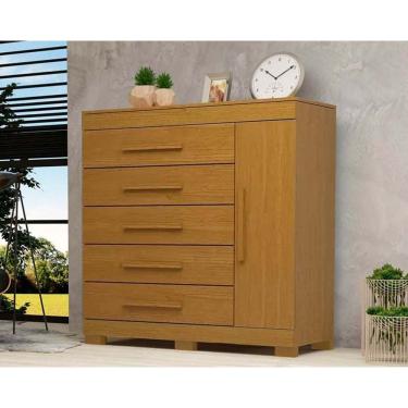 Imagem de Cômoda de Quarto Rayane 1 Porta e 5 Gavetas c/ Sapateira Cinamomo - ACP