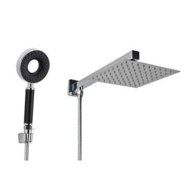 Imagem de Ducha Inox 20 cm com Chuveirinho de Mão em ABS 3 Jatos com Trava - Duc
