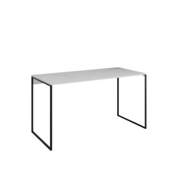 Imagem de Mesa Escrivaninha Para Escritório Industrial Grécia Base Ferro Tampo de 120x53cm em Madeira(PRETO/BRANCO)