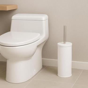 Imagem de Escova Sanitária Limpeza Vaso Sanitário Privada Moderna Multiuso Higiênica Moderna, Base em Bambu, Preto Ou Branco (LUXO BRANCA)