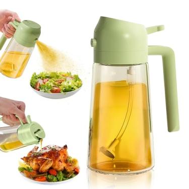 Imagem de Pulverizador de azeite de oliva para cozinhar, frasco dispensador de azeite 2 em 1 para cozinha, pulverizador de óleo de 500 ml para cozinhar, frasco de vidro premium para fritadeira, churrasco