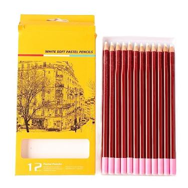 Imagem de Pssopp Conjunto de lápis de carvão branco com 12 peças de lápis de desenho para esboço de artista, borracha de pintura para esboços, revisar detalhes de apagamento para estudantes Limner