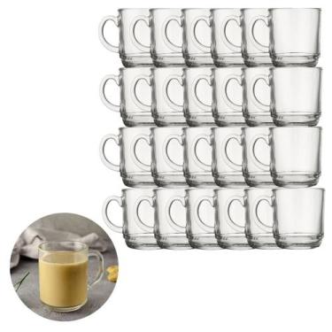 Imagem de Caneca Vidro Liso Transparente 250 ML Café Chá Chocolate - 24 UN - PRA