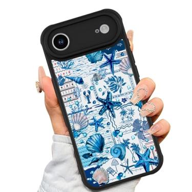 Imagem de AIGOMARA Capa magnética feita para iPhone Air [compatível com MagSafe] concha azul estrela do mar oceano colagem de férias para mulheres meninas homens TPU macio hack PC traseira capa protetora fina