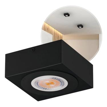 Imagem de Spot Slim Sobrepor Preto Led 7W Frio Em Alumínio Teto Beiral