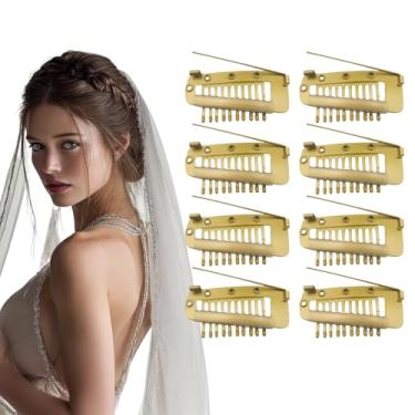 Imagem de Pacote com 8 clipes Chunni Clips para cachecol hijab Dupatta | Segura segura e confortável para mulheres e meninas (dourado)