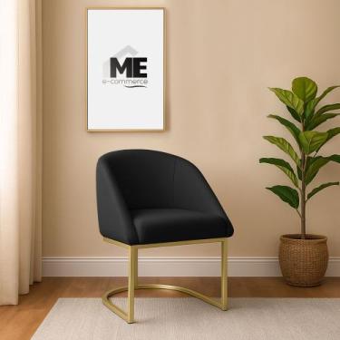 Imagem de Banqueta Poltrona Lua Penteadeira E Salão Com Base Metálica, PRETO