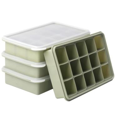 Imagem de 2 colheres de sopa de moldes de silicone para congelador – perfeitos para armazenar alho, ervas, gengibre, pesto, pasta de tomate, suco de limão, purês e mais – Bandeja de silicone para congelador de