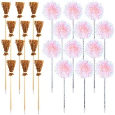 Imagem de Conjunto AmazingSpark de 24 peças de vassoura de bruxa e canetas rosa 