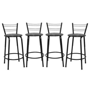 Imagem de Kit 4 Cadeiras 60cm Para Balcão Flórida Preta Bistrô Bar Cozinha Gourm