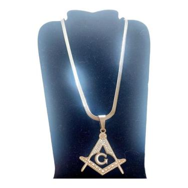 Imagem de Corrente colar Aço Inox Snake Serpente Maçonaria Compasso - ASA