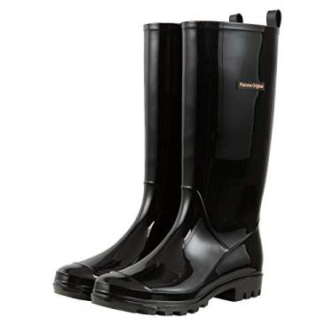 Imagem de Planone Botas de Chuva Femininas e Sapatos de Jardim Impermeáveis, Botas de Chuva Antiderrapantes para Mulheres com Palmilhas Confortáveis, Sapatos de Chuva Leve Estilosos e Sapatos de Trabalho ao Ar Livre, Preto, 6