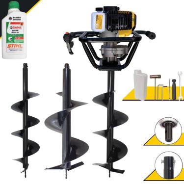 Imagem de Polaca Cavadeira À Gasolina Lynus PSL517 Motor 2T 52cc 1,8HP 9.000rpm Perfurador de Solo Com 3 Brocas 80x20cm 80x25cm 80x30cm + ÓLEO STIHL 2T