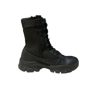 Imagem de Bota Coturno Militar Preta Masculino Confortável Cano Alto - KM SHOES,