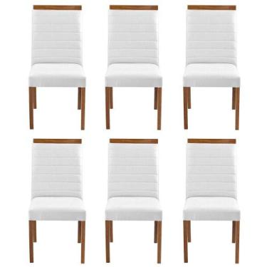 Imagem de Kit 6 Cadeiras Decorativas Sala de Jantar Luxo Sueli Facto Branco - Mo
