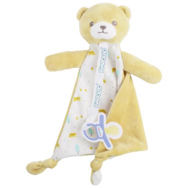 Imagem de Naninha com Prendedor Chupeta Unissex Amarelo/Urso -Pimpolho