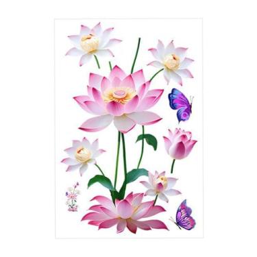 Imagem de Wswqop Adesivo de Parede de Lótus para Tatuagem, Acessórios 3d, Plantas Versáteis, Adesivo de Parede para Sala de Jogos, Cozinha, Quarto Infantil