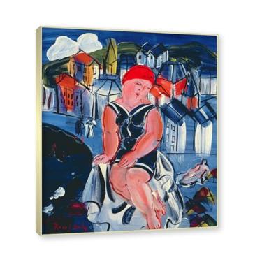 Imagem de NHLDZYH Moldura de champanhe. Impressões Raoul Dufy, (sem título 46), pôster de viagem vintage, arte impressionista, imagem de arte de parede em tela para decoração de casa. 40 x 48 cm-15,7 x 18,9 pol