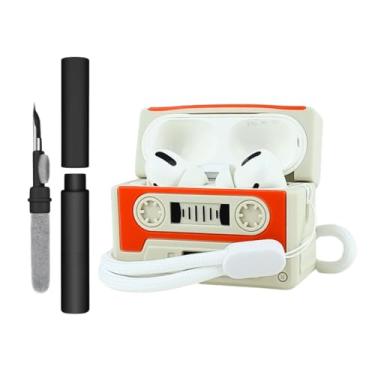 Imagem de Kit Limpador para Fones e Capa Protetora Nerdcase Compatível com AirPods Pro 1 e 2, Fita Cassete Retrô