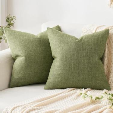 Imagem de Capas de travesseiro MIULEE decorativas de linho, estopa, 50x50cm, aze