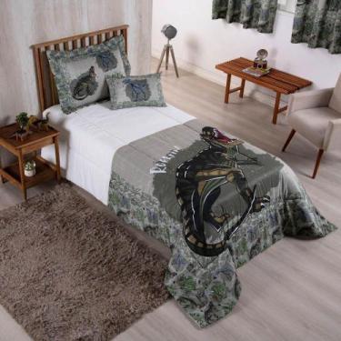 Imagem de Kit Edredom Juvenil Solteiro 04 Peças Estampado 300 Fios - Dinossauro 